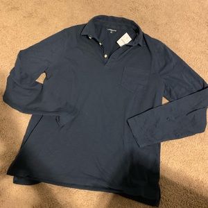 J. Crew navy long sleeve polo NWT